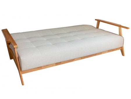 Sofá cama de tela con marco de madera