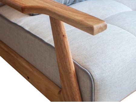 Sofá cama de tela con marco de madera