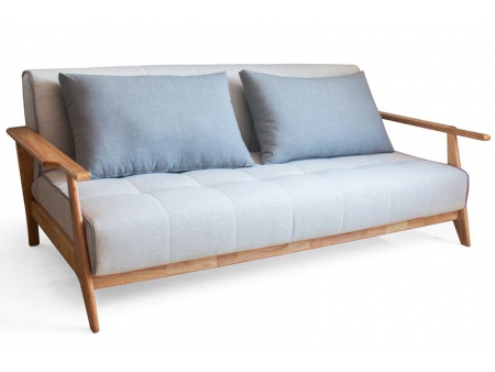 Sofá cama de tela con marco de madera