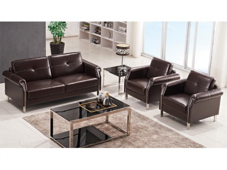 Set de sillones de oficina de cuero marrón