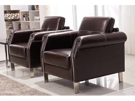 Set de sillones de oficina de cuero marrón