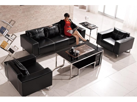 Sofá moderno de cuero negro