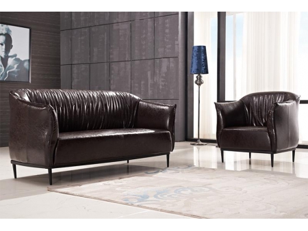 Sillón para oficina de cuero marrón estilo antiguo