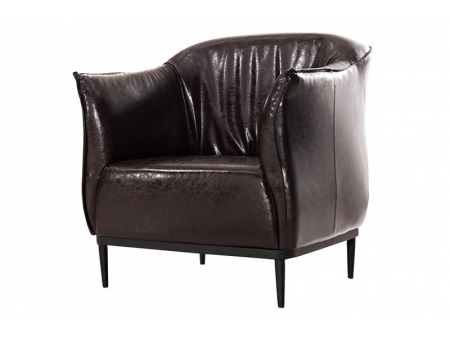 Sillón para oficina de cuero marrón estilo antiguo