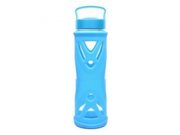 Botella de agua de vidrio con tapa a rosca