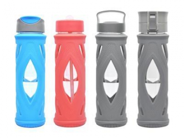 Botellas de agua de vidrio con funda de silicona