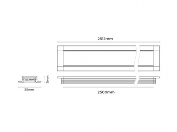 Perfiles de aluminio para luminaria LED empotrable  LE2507