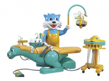Sillón dental para niños A8000-IB (unidad dental para niños con sillón en forma de dinosaurio y caja lateral con forma de gato sonriente) Sillón dental para niños A8000-IB (unidad dental para niños con sillón en forma de dinosaurio y caja lateral con forma de gato sonriente)