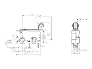 Mini interruptor con palanca de rodillo NL-5G/10G