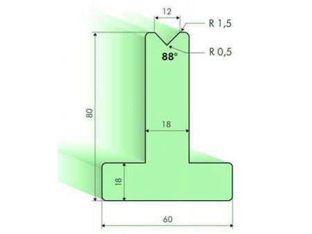 Matrices en T 88°, H=80mm, Utillaje para plegadora Amada