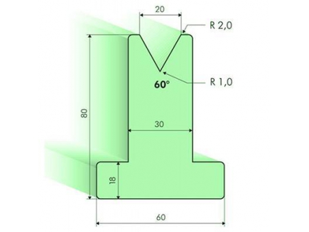 Matrices en T 60°, H=80mm, Utillaje para plegadora Amada