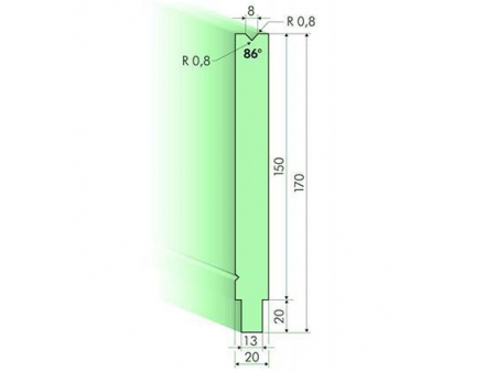 Matrices 86°, H=150mm, Utillaje para plegadora Trumpf