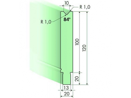 Matrices 84°, H=100mm, Utillaje para plegadora Trumpf