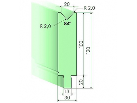 Matrices 84°, H=100mm, Utillaje para plegadora Trumpf