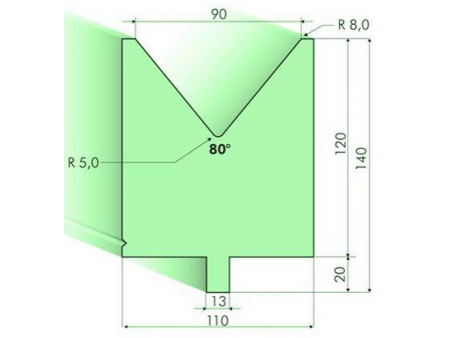Matrices 80°, H=120mm, Utillaje para plegadora Trumpf