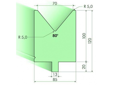 Matrices 80°, H=100mm, Utillaje para plegadora Trumpf