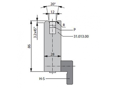Matrices 20°, H=86mm, Utillaje para plegadora Bystronic