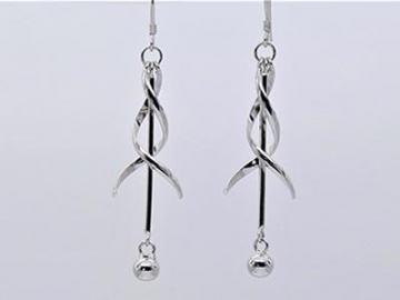 Aretes Largos, con Doble Espiral Colgante de Plata 925