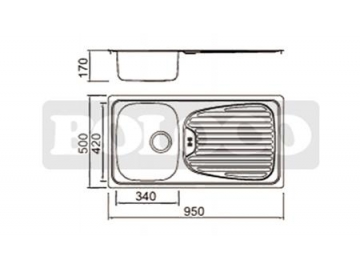 Fregadero de una tina de acero inoxidable con escurridor BL-880