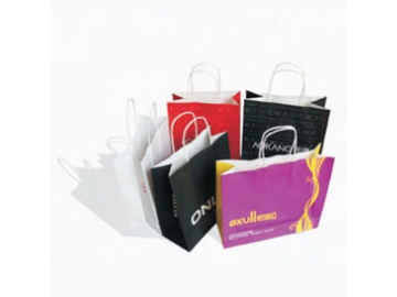 Máquina para fabricar bolsa de papel fondo cuadrado con asa retorcida