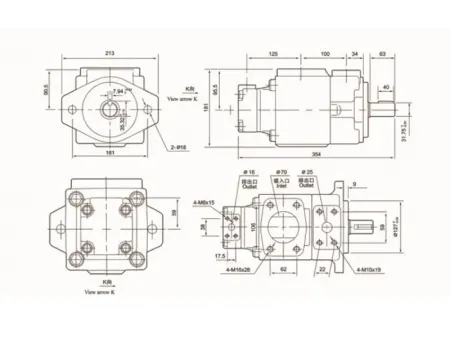 Bomba de paletas de desplazamiento fijo doble de alta presión