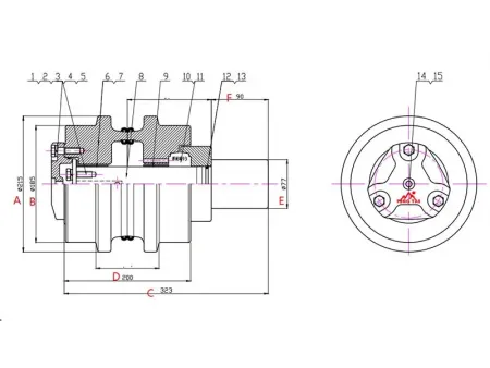 Rodillo superior para excavadora Caterpillar E345