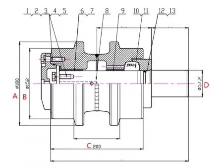 Rodillo superior para excavadora Volvo EC290