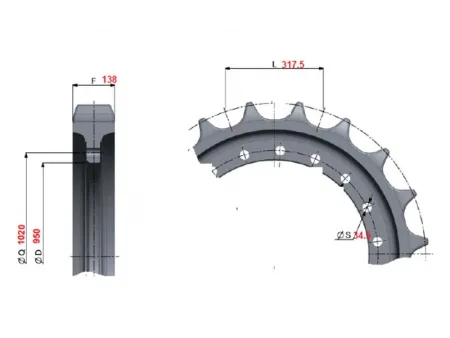 Rueda dentada para excavadora Komatsu PC2000