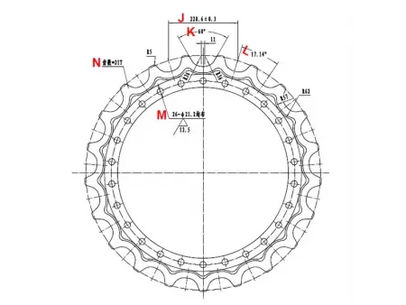 Rueda dentada para excavadora Komatsu PC400