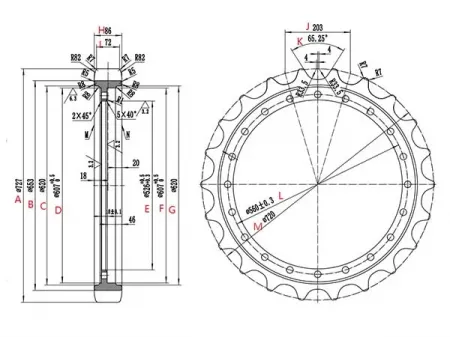 Rueda dentda para excavadora Komatsu PC300