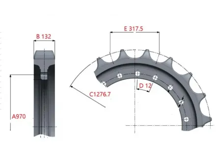 Rueda dentada para excavadora Hitachi EX1900
