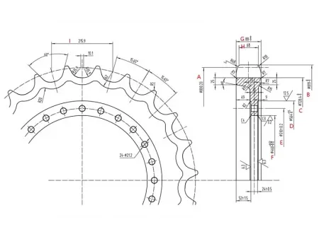 Rueda dentada para excavadora Volvo EC480