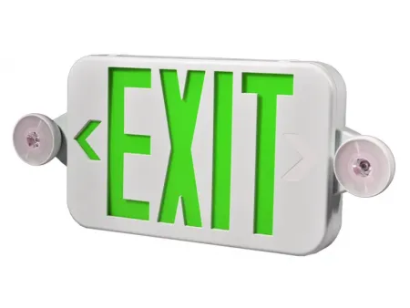 Señal de salida de emergencia LED compacta combinada con luz de emergencia (letras verdes/rojas), JLECE2GW/JLECE2RW