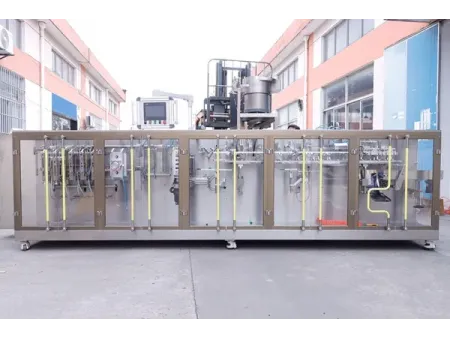 Envasadora de bolsas con boquilla (spout) por servo motor, llenado con 2 boquillas